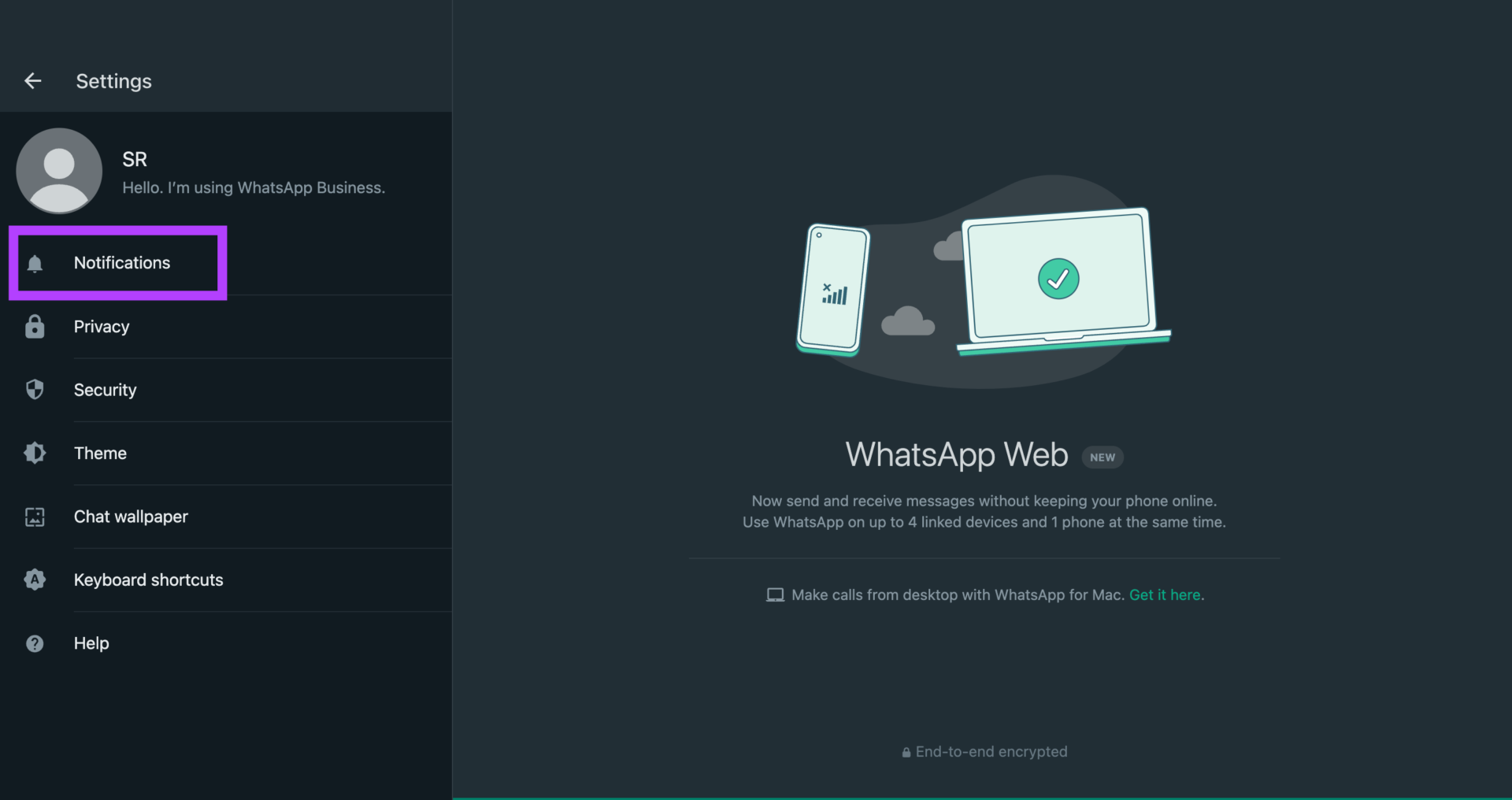 WhatsApp Web bildirim ayarları