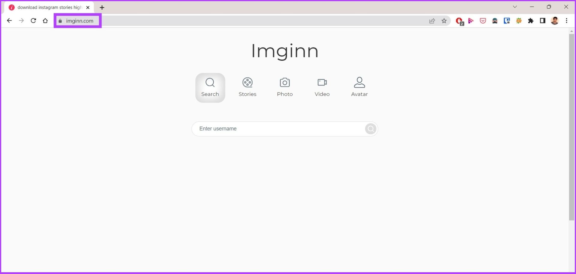 ImgInn web sitesini aç