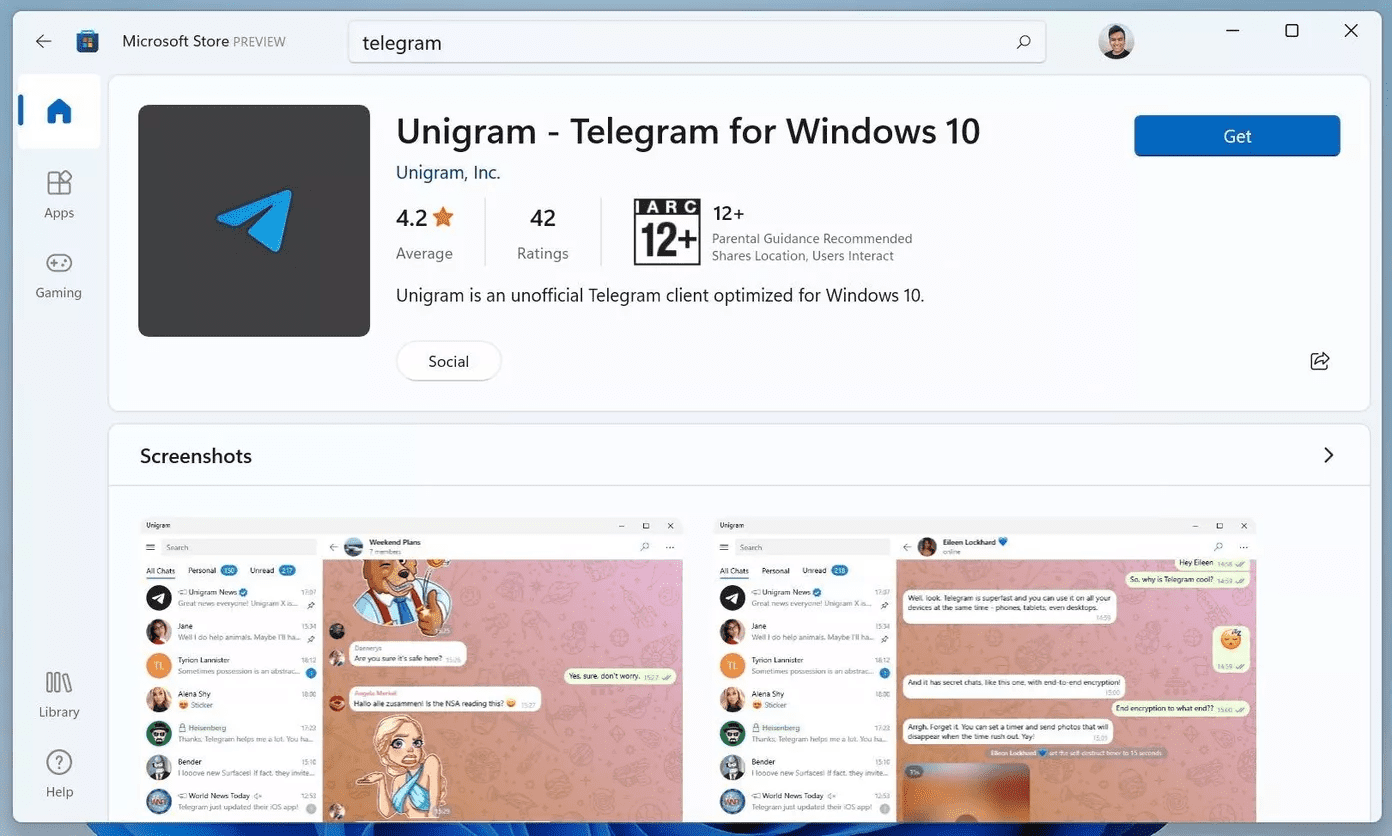 Windows telgrafı için Unigram masaüstünde açılmıyor