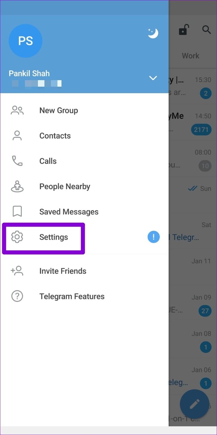 Android'de Telegram Ayarlarını Aç