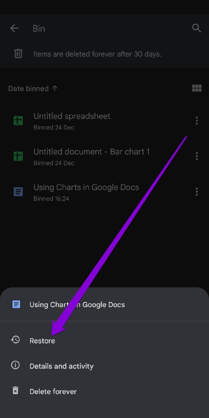 Google Drive'da Dosyayı Geri Yükle