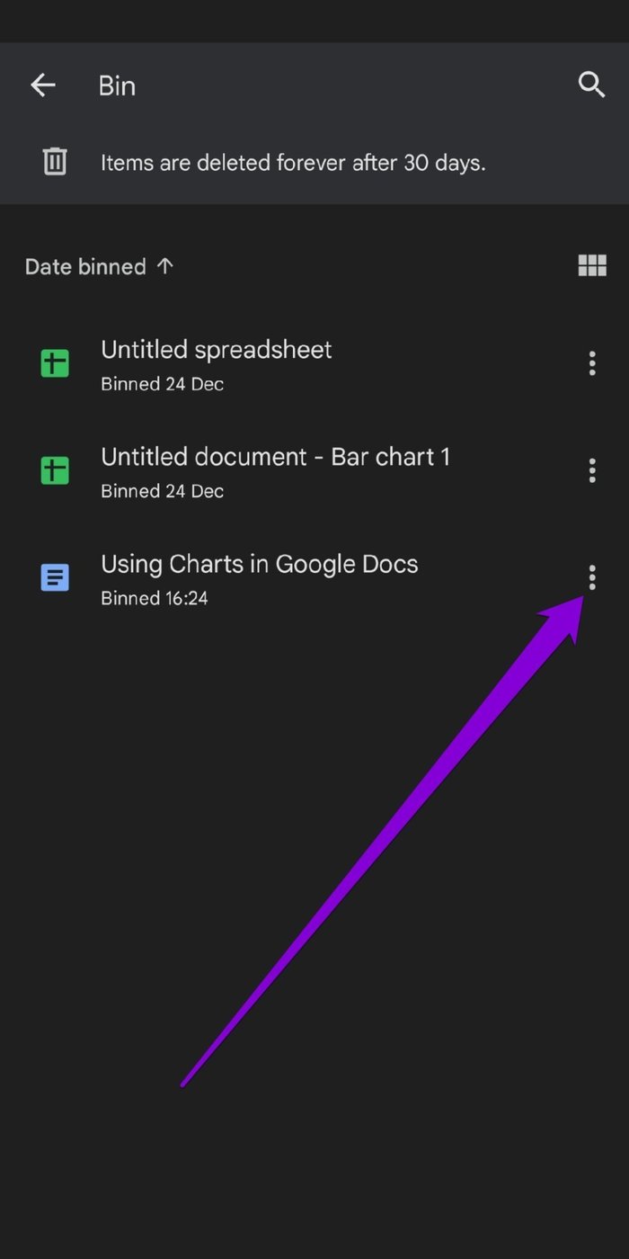 Google Drive Dosya Seçenekleri
