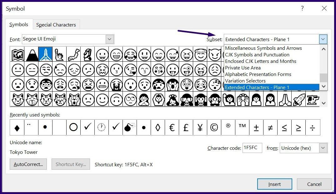 Microsoft görünüm adım 9'da emoji nasıl eklenir