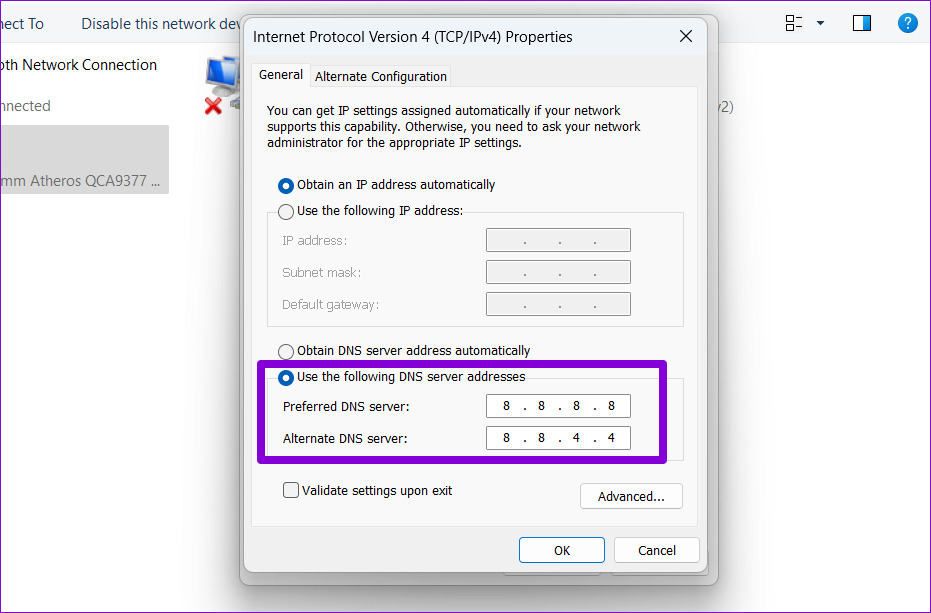 Windows 11'de Denetim Masası'ndan DNS'yi değiştirin