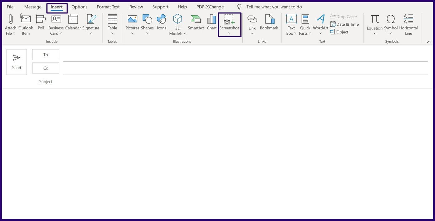 4. adım Microsoft Outlook'ta ekran görüntüleri nasıl eklenir