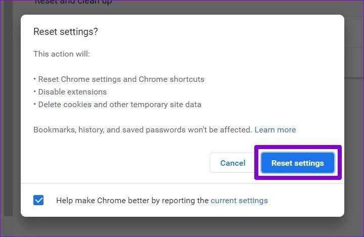 Chrome'u Sıfırla