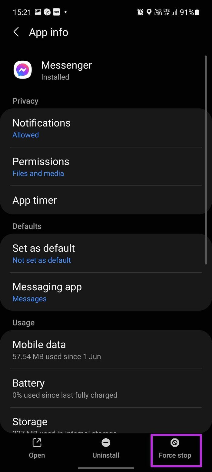 Messenger'ı durdurmaya zorla