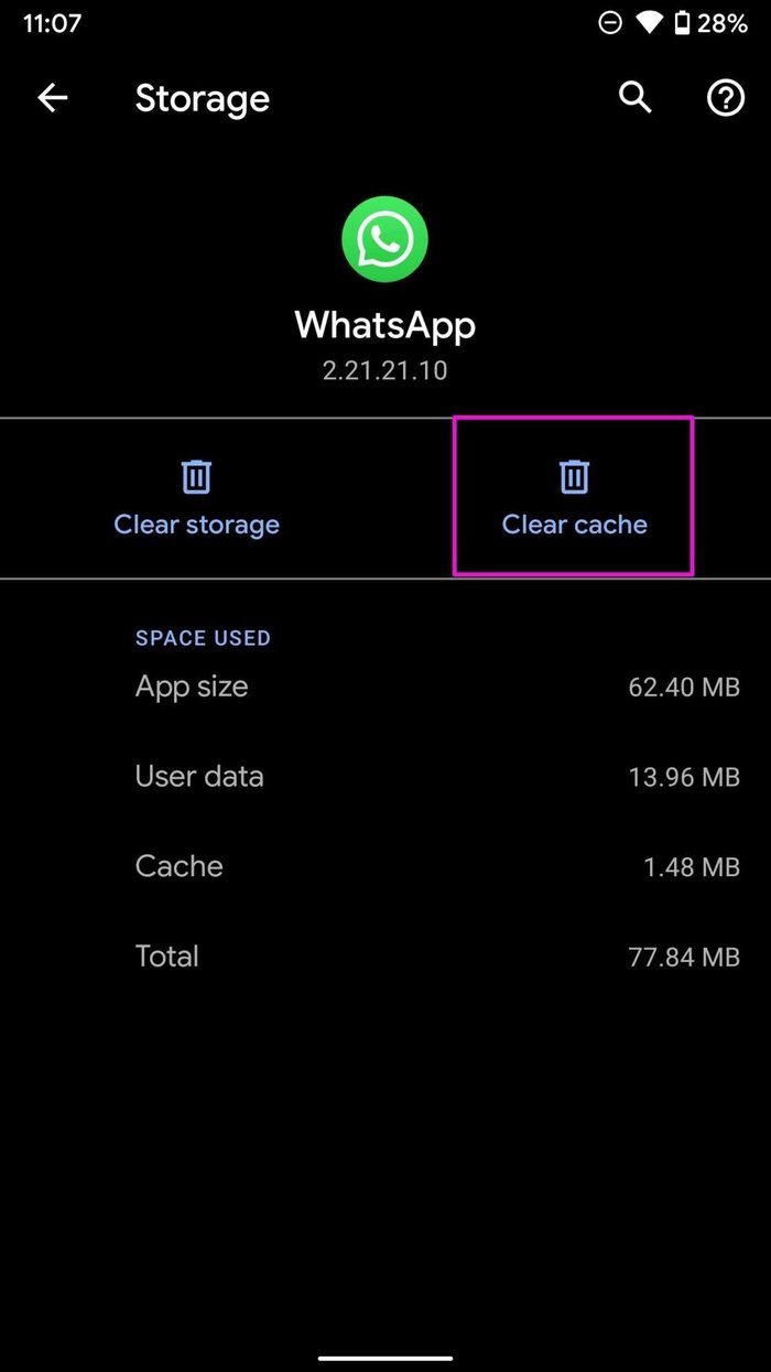 whatsapp önbelleğini temizle