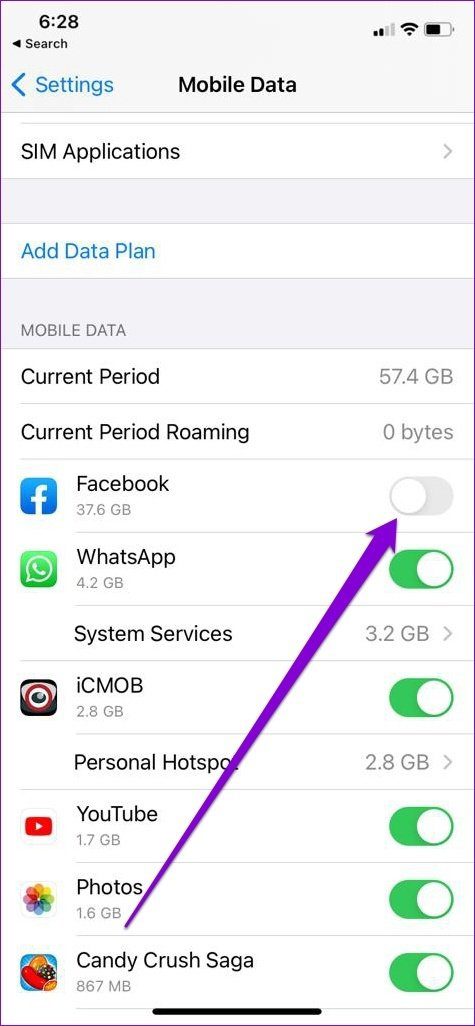 Facebook için Mobil Verileri Etkinleştirin