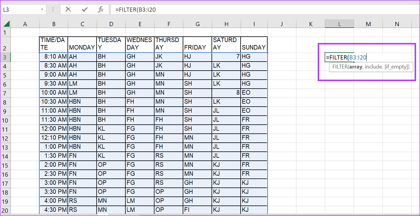 Selecting your filter array
