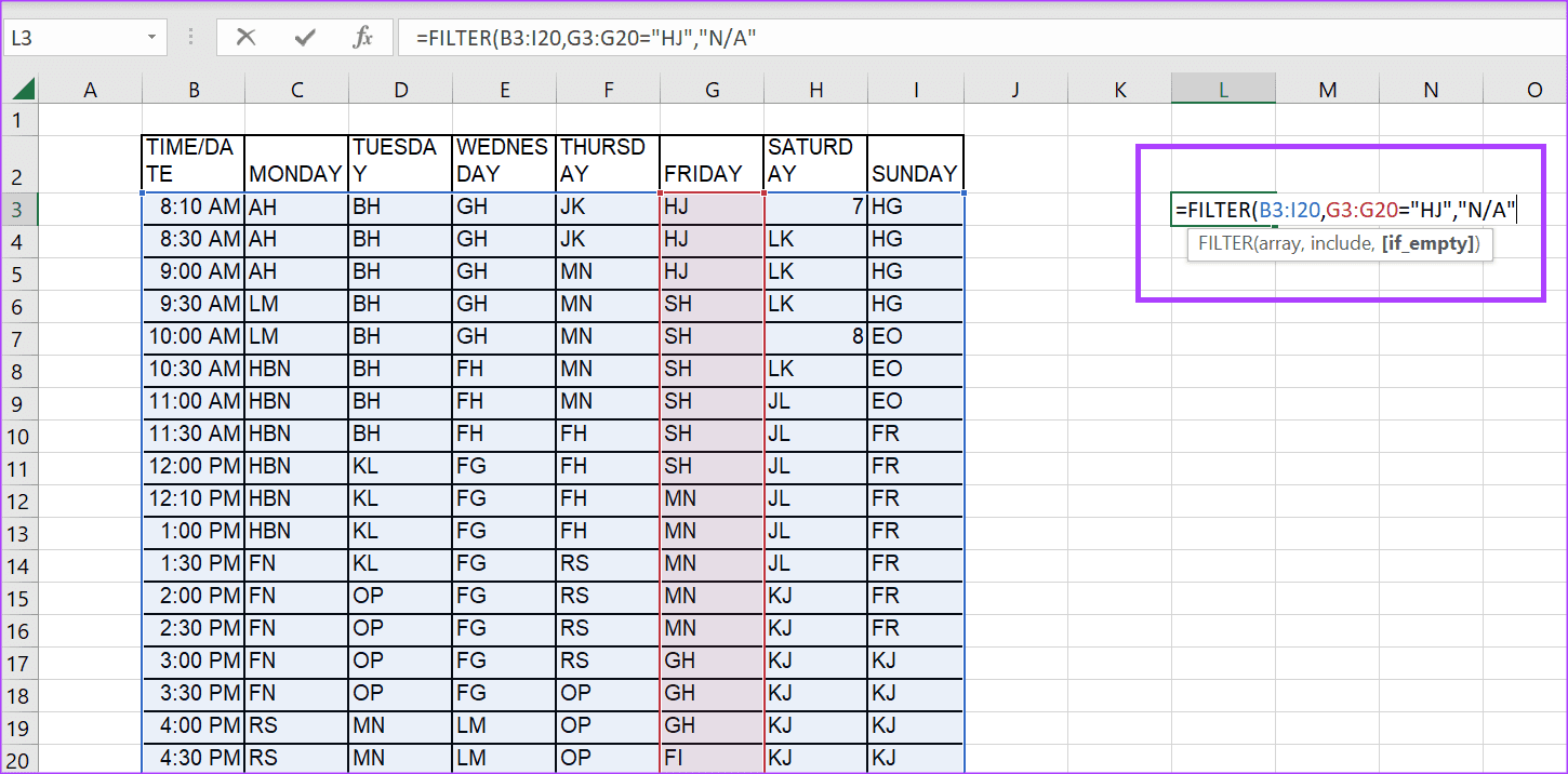 Return value for filter functiion