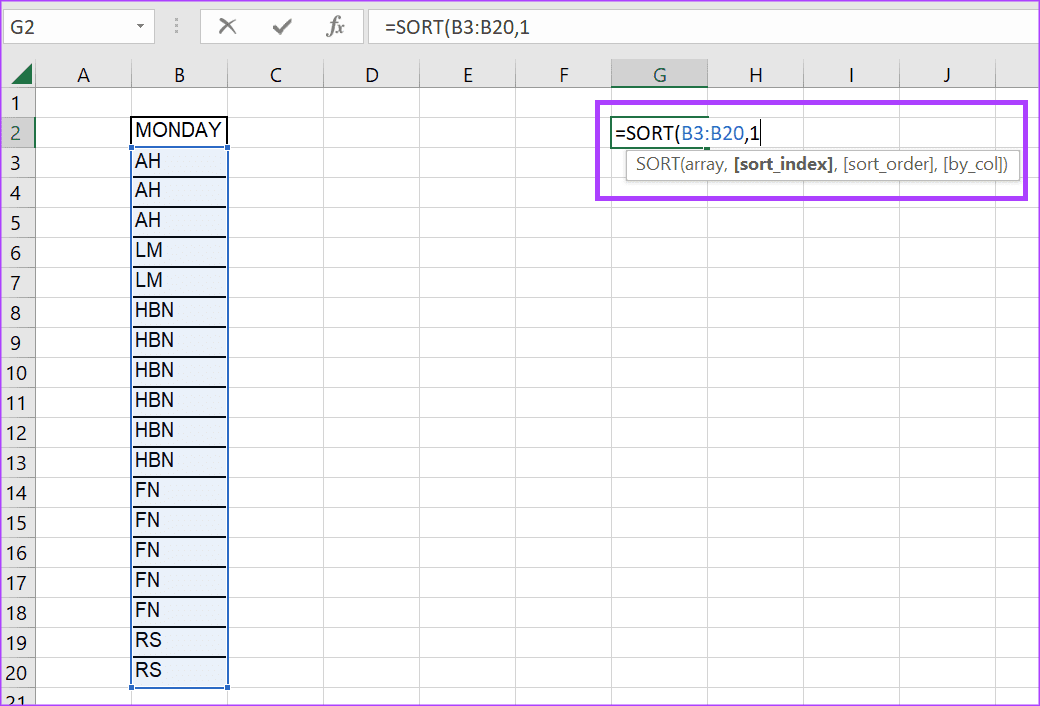 Sort column number