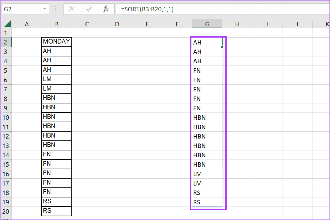 Sort results