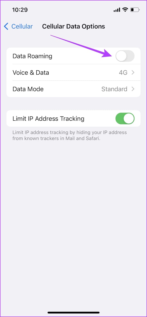 Turn on data roaming