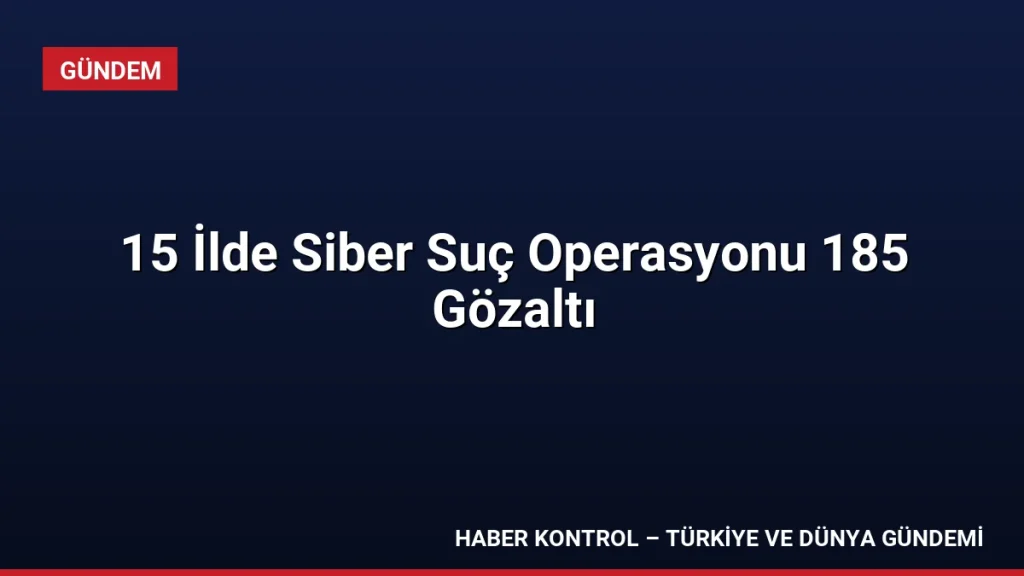 15 İlde Siber Suç Operasyonu 185 Gözaltı