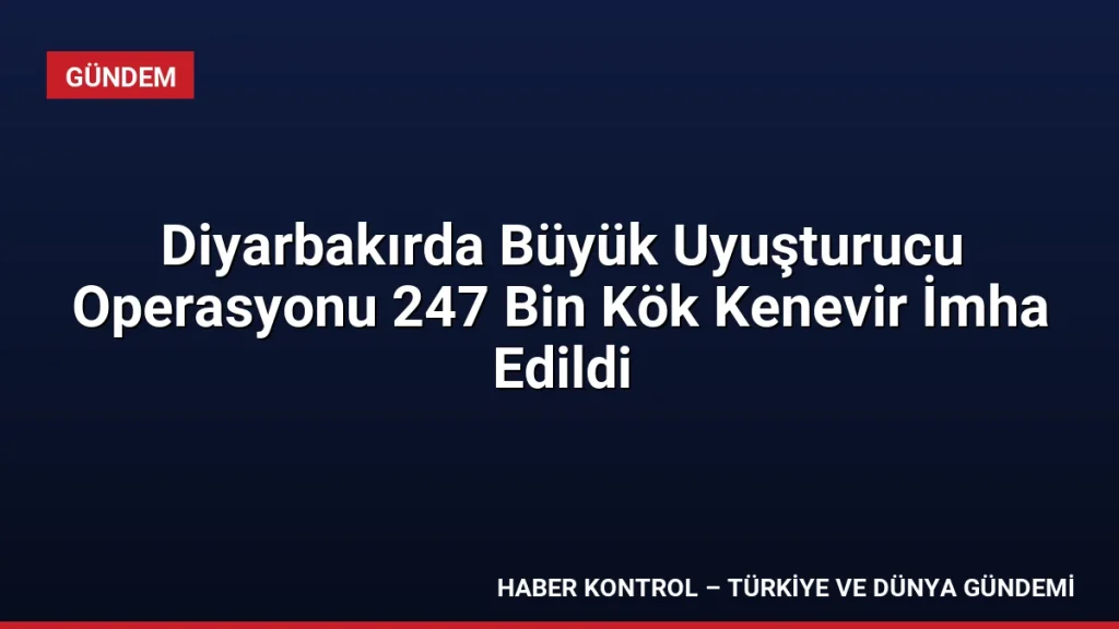 Diyarbakırda Büyük Uyuşturucu Operasyonu 247 Bin Kök Kenevir İmha Edildi