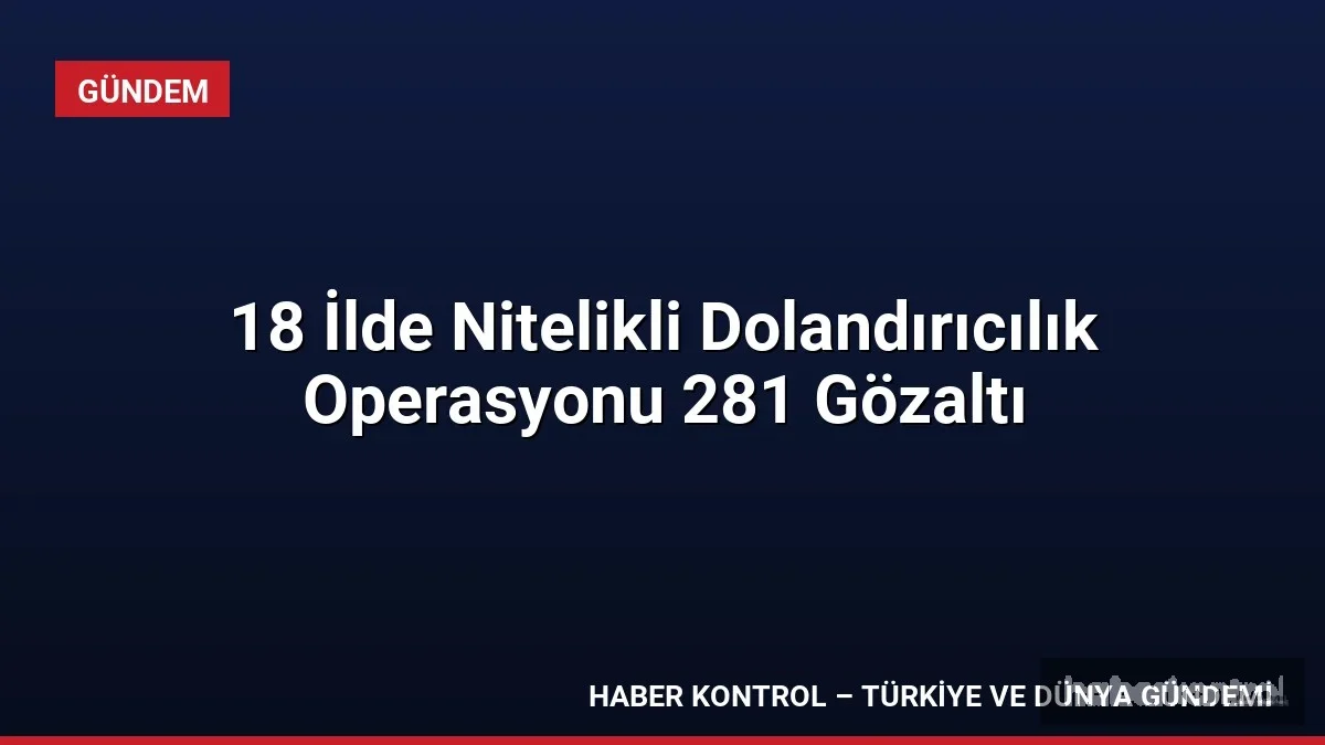 18 İlde Nitelikli Dolandırıcılık Operasyonu 281 Gözaltı